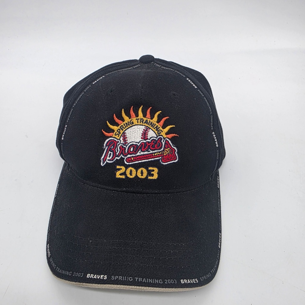 Atlanta Braves Hat Cap Strap Back One Size Black Baseball Genuine Merchandise